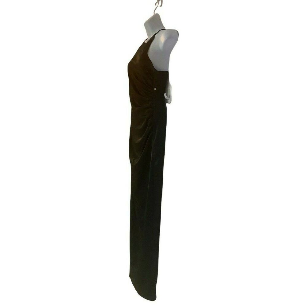 Laundry Shelli Segal Satin Slitted Evening Gown Black Formal Maxi Slip Dress - Picture 3 of 10